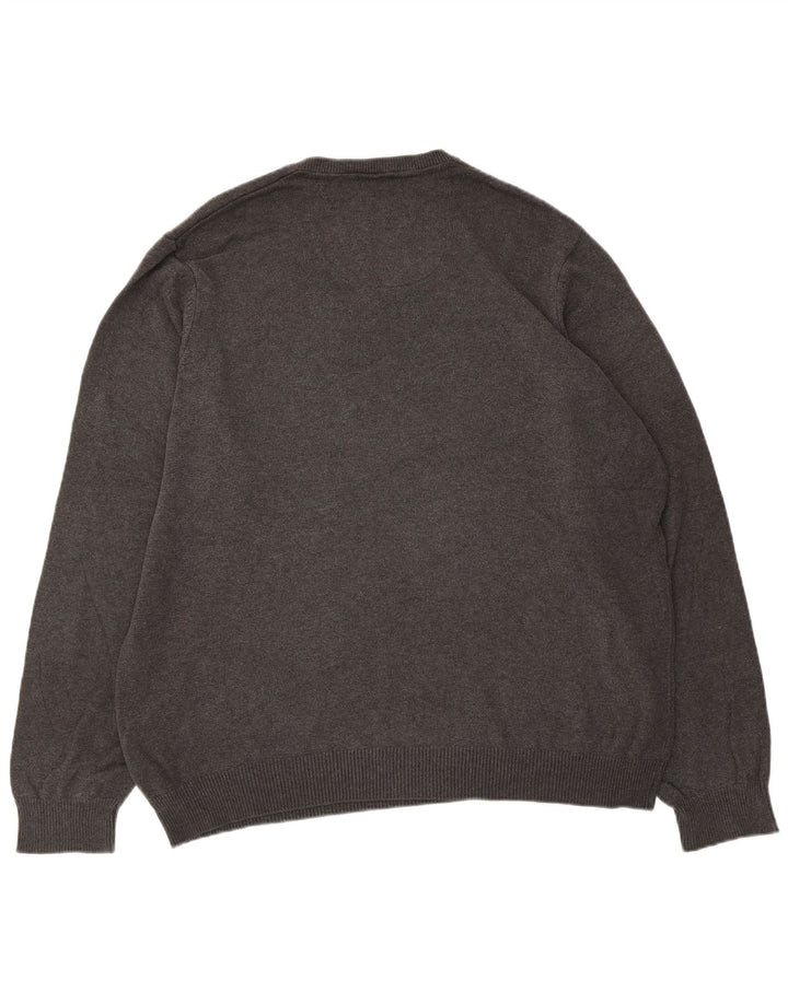 Marks & Spencer Mens V-Neck Jumper Sweater XL Grey Cotton