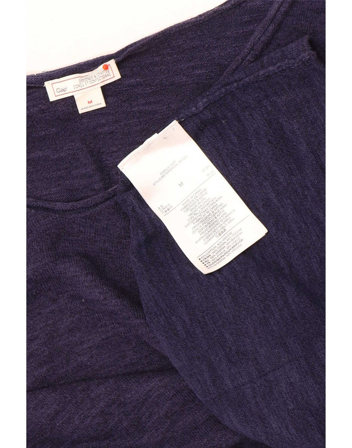 Gap Womens Top Long Sleeve UK 14 Medium Navy Blue Flecked Cotton