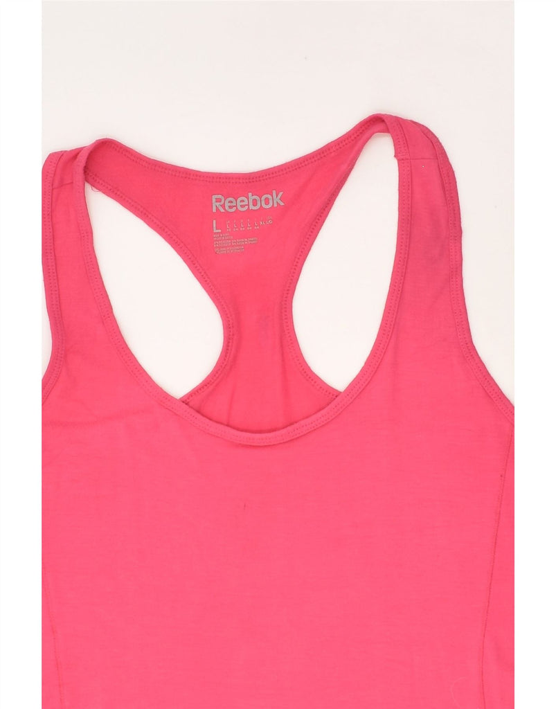 REEBOK Womens Vest Top UK 14 Large Pink Polyester | Vintage Reebok | Thrift | Second-Hand Reebok | Used Clothing | Messina Hembry 