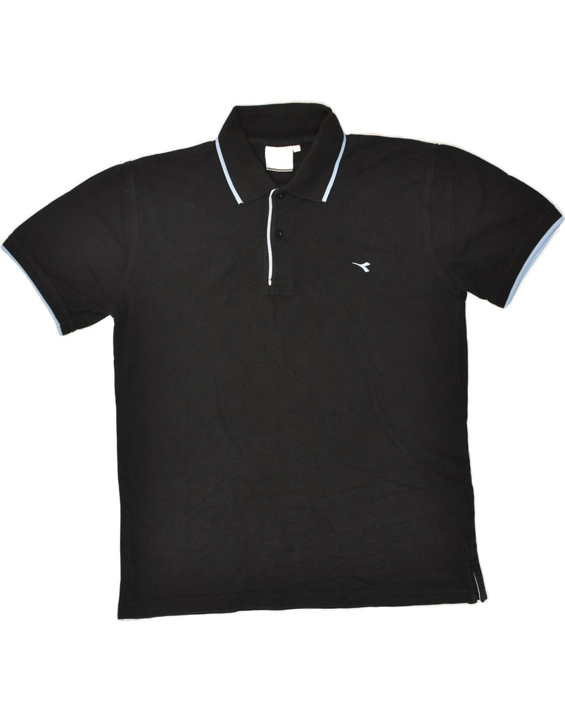 DIADORA Mens Polo Shirt Large Black Cotton | Vintage Diadora | Thrift | Second-Hand Diadora | Used Clothing | Messina Hembry 