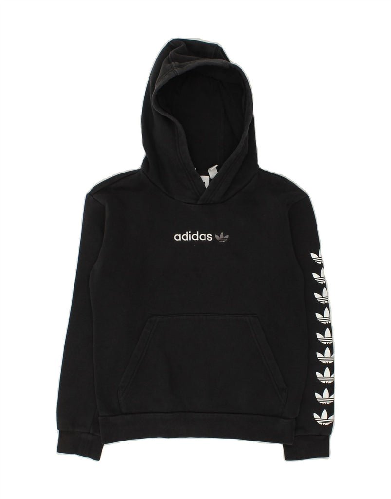 ADIDAS Boys Graphic Hoodie Jumper 9-10 Years  Black Cotton | Vintage Adidas | Thrift | Second-Hand Adidas | Used Clothing | Messina Hembry 