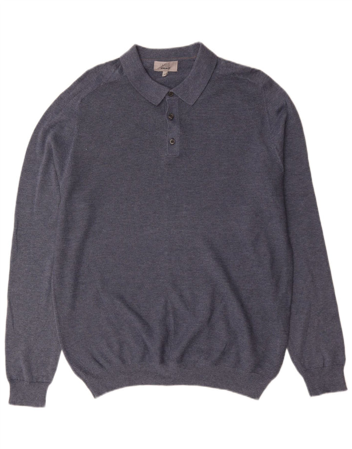 Marks & Spencer Mens Regular Fit Polo Neck Jumper Sweater Large Blue Cotton