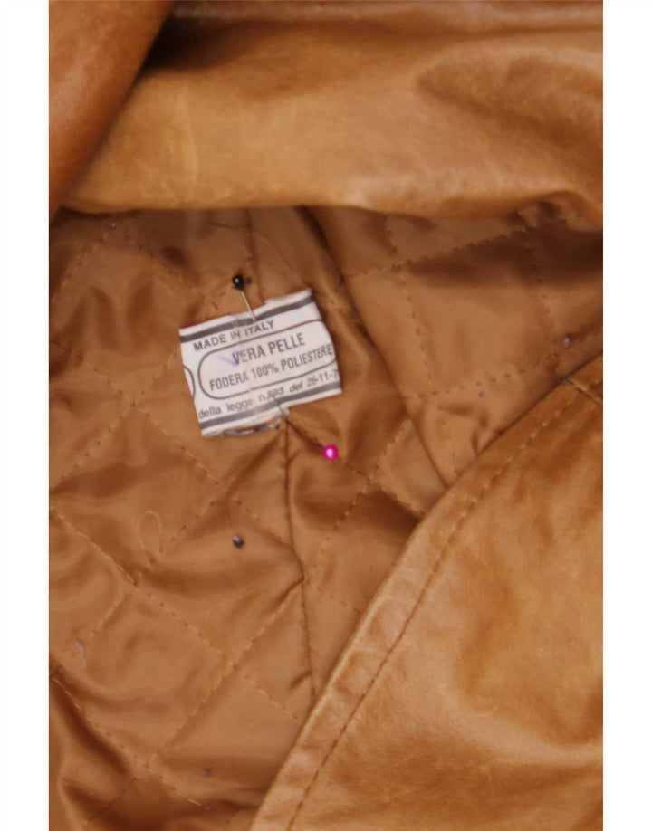 Scout Womens Double Breasted Leather Coat UK 14 Medium Beige