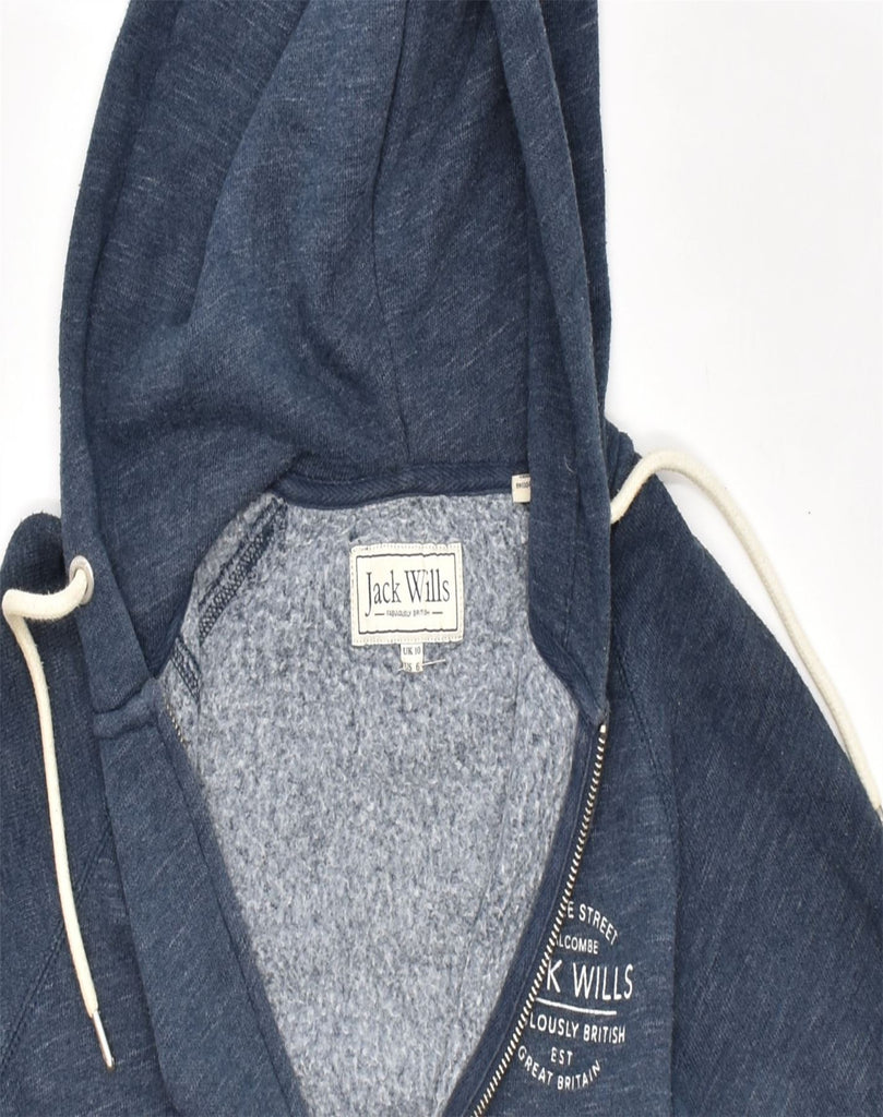 JACK WILLS Womens Zip Hoodie Sweater UK 10 Small Navy Blue Cotton | Vintage | Thrift | Second-Hand | Used Clothing | Messina Hembry 