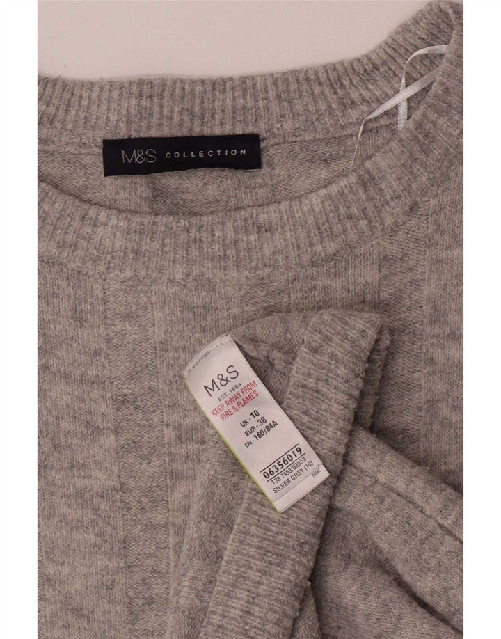 Marks & Spencer Womens Oversized Boat Neck Jumper Sweater UK 10 Small Grey