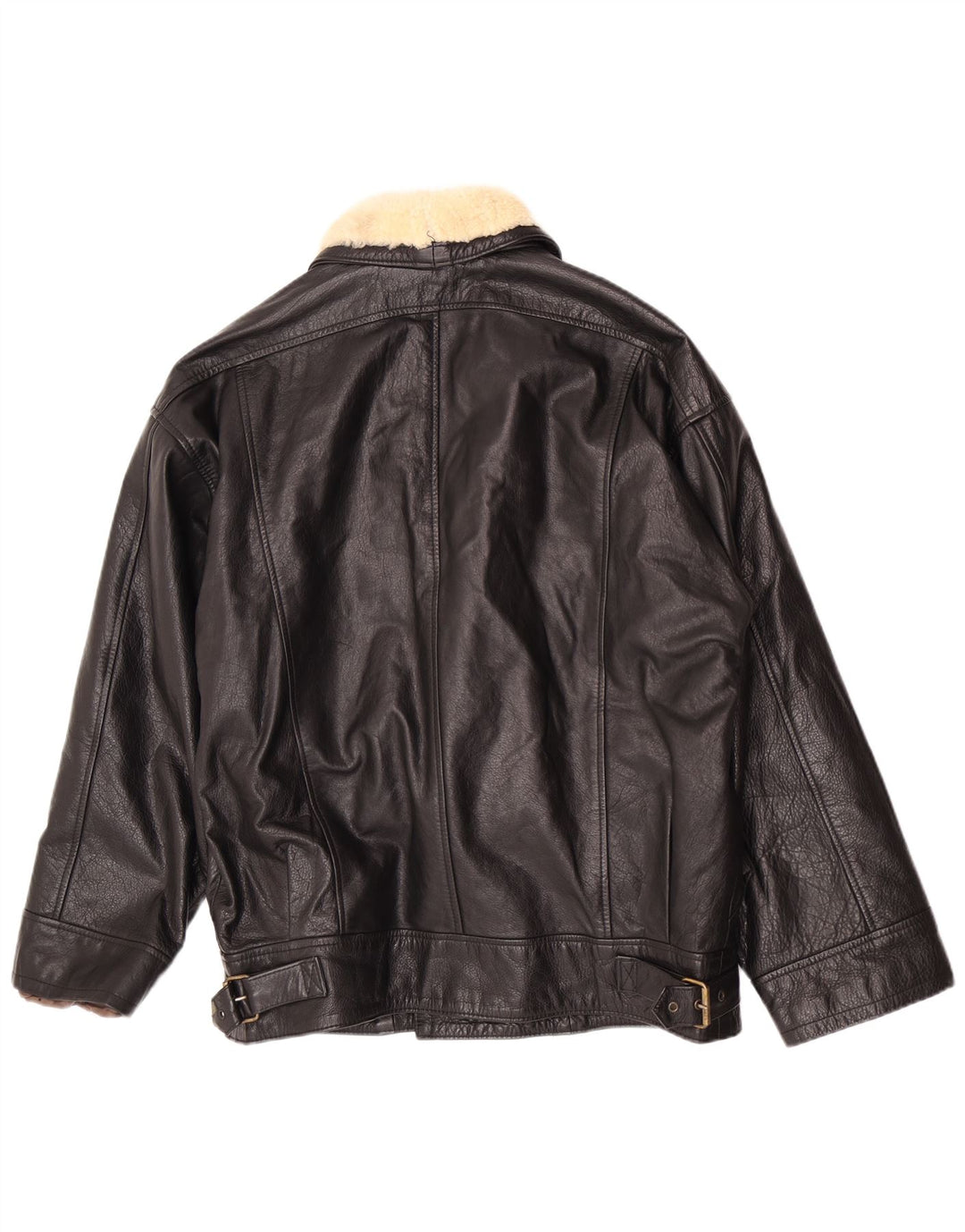 Vintage Mens Leather Jacket IT 50 Medium Black Colourblock