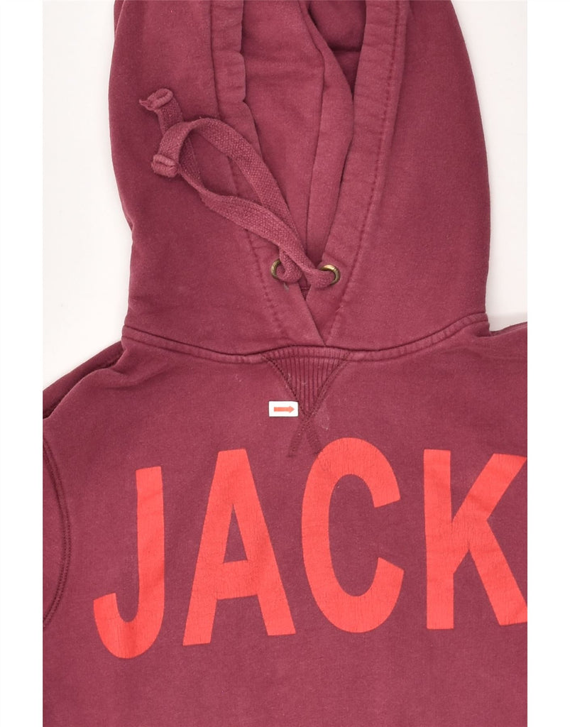 JACK WILLS Womens Graphic Hoodie Jumper UK 10 Small Burgundy Cotton | Vintage Jack Wills | Thrift | Second-Hand Jack Wills | Used Clothing | Messina Hembry 