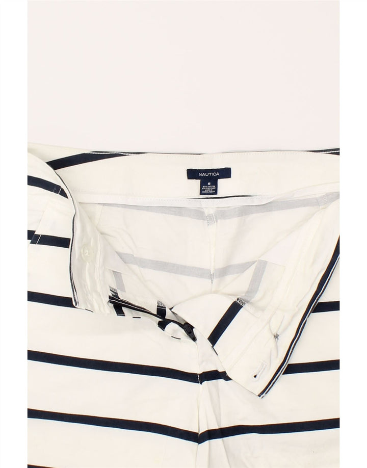NAUTICA Womens Hot Pants US 8 Medium W30  White Striped Cotton Vintage Nautica and Second-Hand Nautica from Messina Hembry 