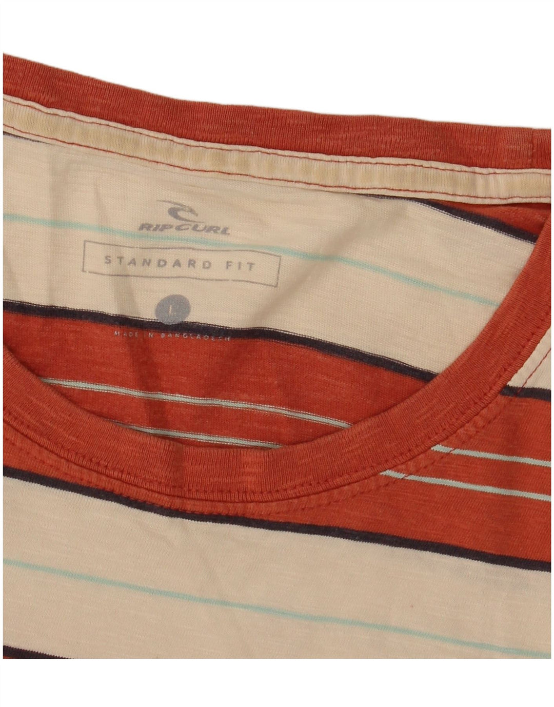 Rip Curl Mens Standard Fit T-Shirt Top Large Orange Striped