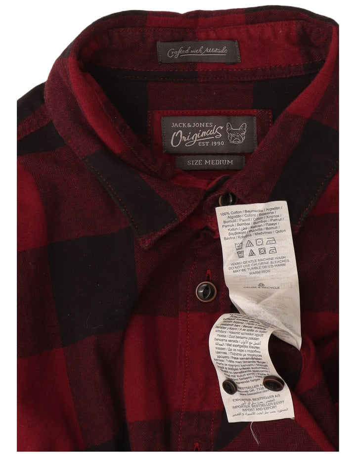 Jack & Jones Mens Flannel Shirt Medium Red Check Cotton