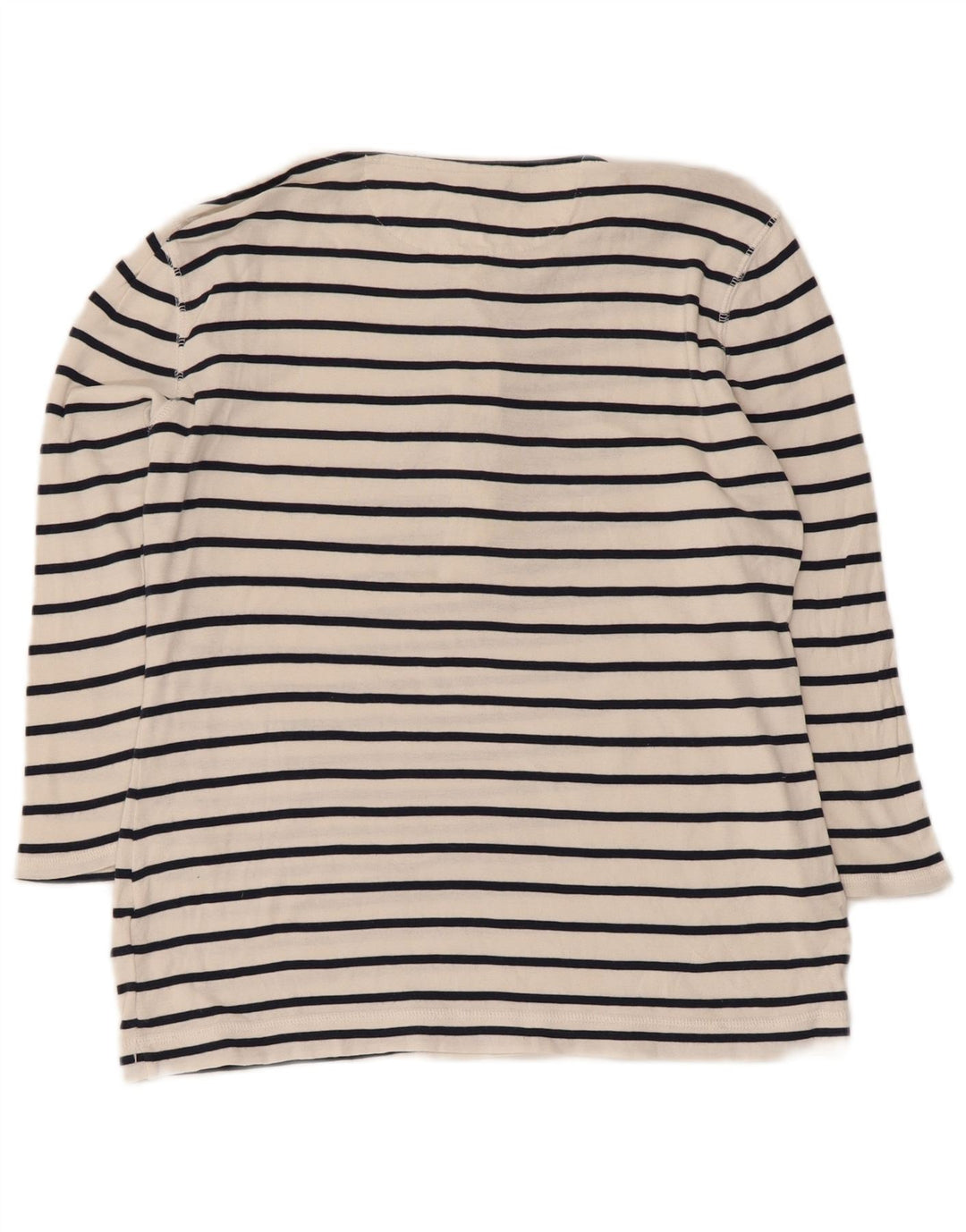 Ralph Lauren Womens Top 3/4 Sleeve UK 12 Medium White Striped Cotton