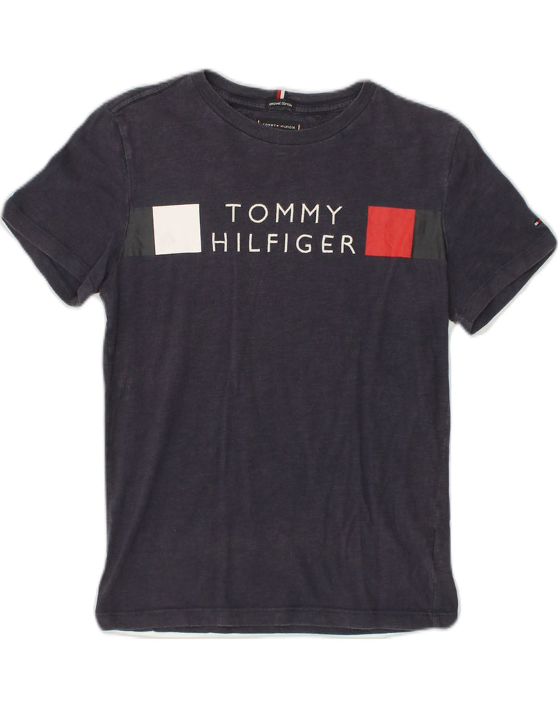 TOMMY HILFIGER Boys Graphic T-Shirt Top 11-12 Years Navy Blue Cotton | Vintage Tommy Hilfiger | Thrift | Second-Hand Tommy Hilfiger | Used Clothing | Messina Hembry 