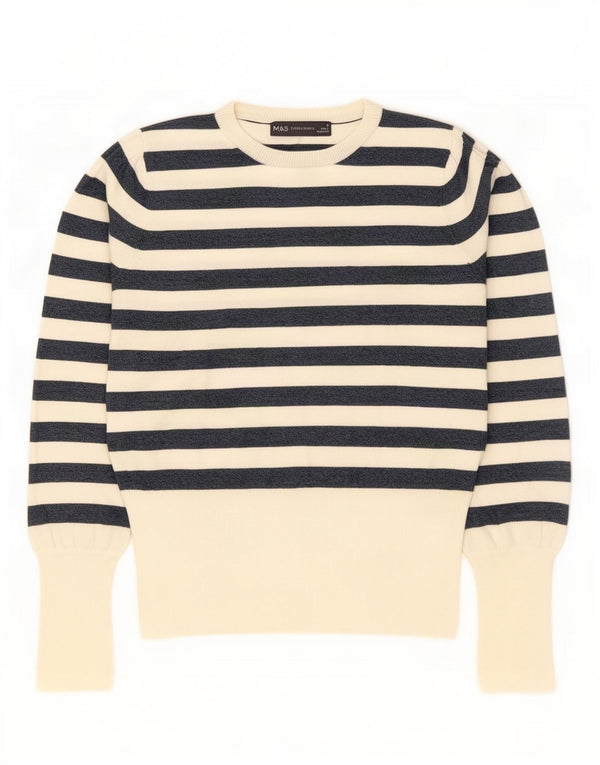 Marks & Spencer Womens Boat Neck Jumper Sweater UK 10 Small Off White