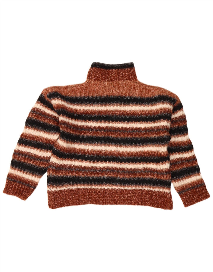 Massimo Dutti Womens Crop Turtle Neck Jumper Sweater UK 14 Medium Brown