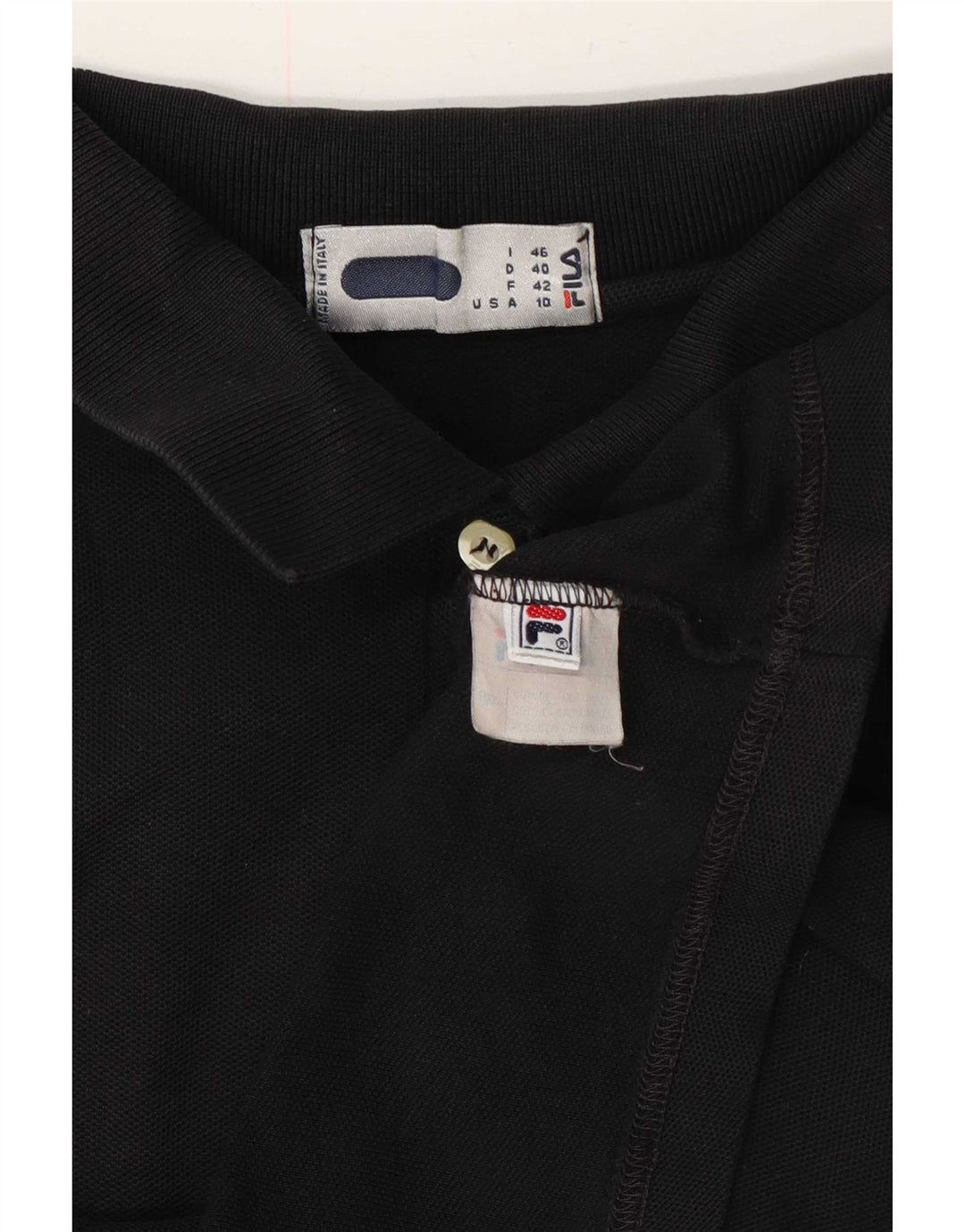 Fila Womens Polo Shirt IT 46 Large Black Cotton