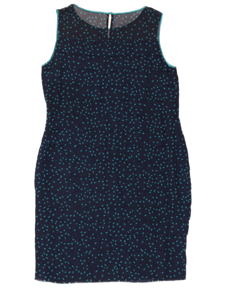 JAQUES VERT Womens Sleeveless Shift Dress UK 16 Large Navy Blue Spotted