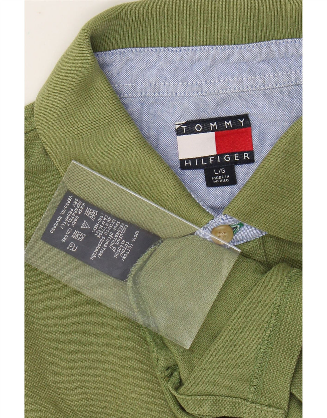 TOMMY HILFIGER Mens Polo Shirt Large Green Cotton