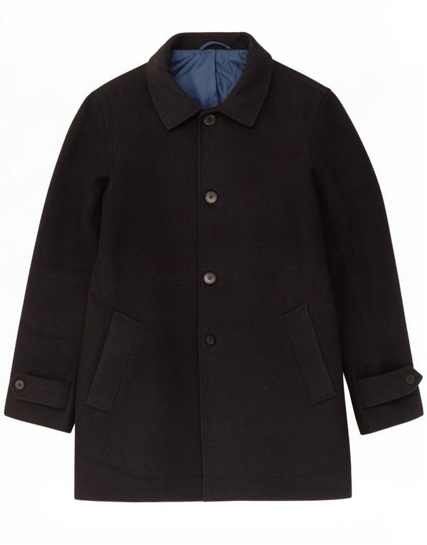 Marks & Spencer Mens Overcoat UK 38 Medium Navy Blue Polyester