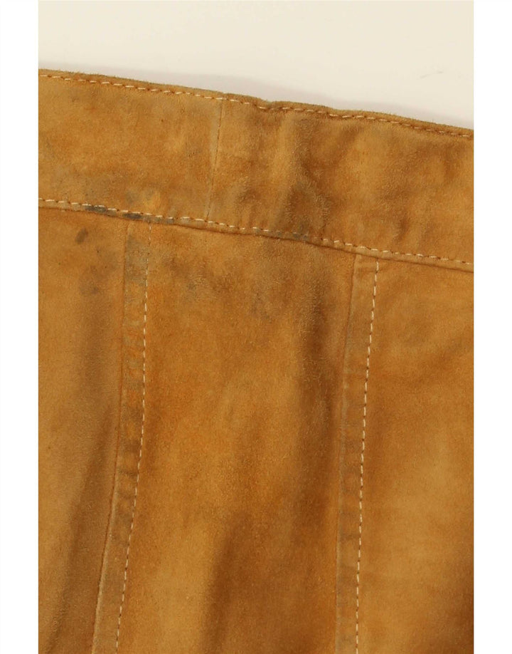 Vintage Womens Suede Flared Skirt W26 Small Brown