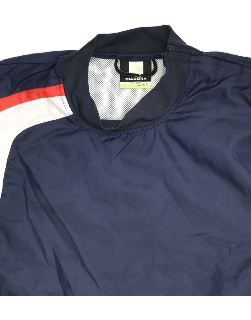 DIADORA Boys Pullover Tracksuit Top 15-16 Years 3XS Navy Blue Polyester | Vintage Diadora | Thrift | Second-Hand Diadora | Used Clothing | Messina Hembry 