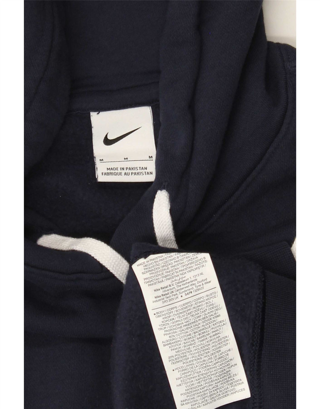 Nike Mens Hoodie Jumper Medium Navy Blue Cotton