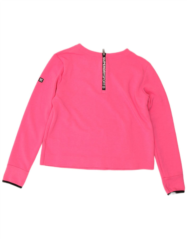 SUPERDRY Womens Sweatshirt Jumper UK 14 Large  Pink Polyester
