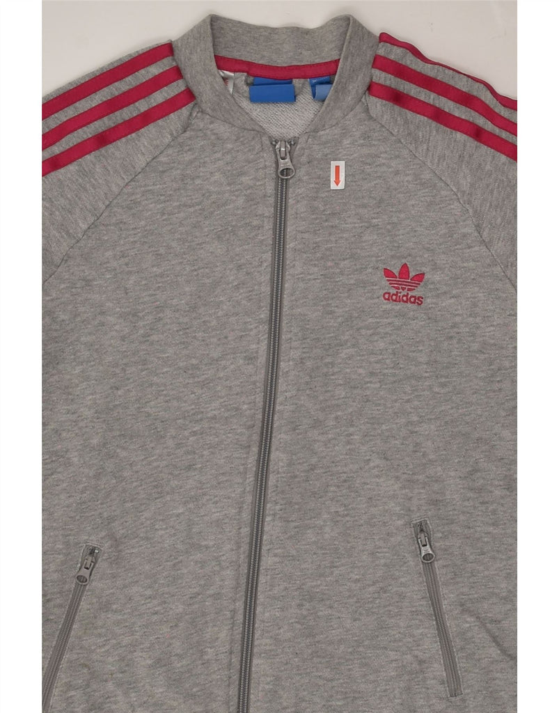 ADIDAS Girls Graphic Tracksuit Top Jacket 11-12 Years Grey Cotton | Vintage Adidas | Thrift | Second-Hand Adidas | Used Clothing | Messina Hembry 