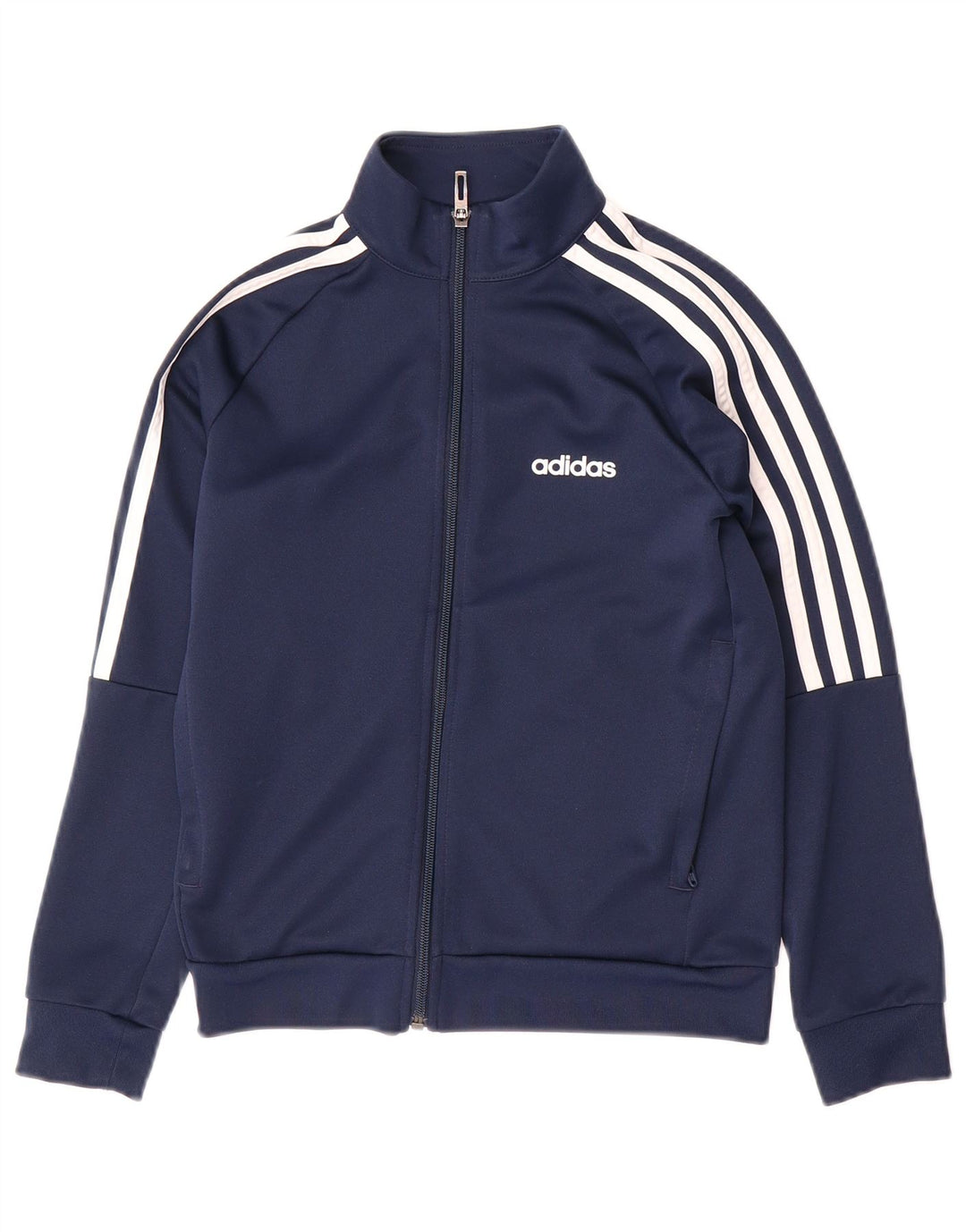 ADIDAS Boys Aeroready Tracksuit Top Jacket 9-10 Years Navy Blue Polyester