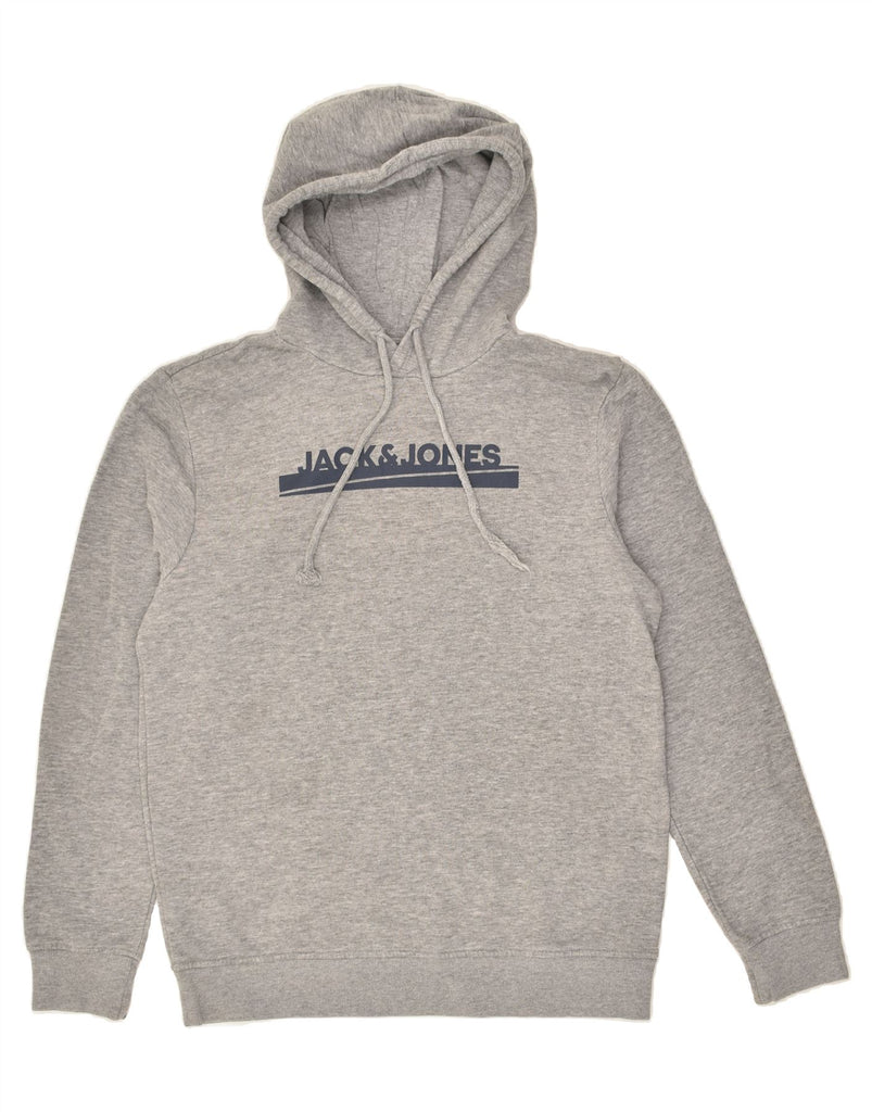 JACK & JONES Mens Graphic Hoodie Jumper Medium Grey Cotton | Vintage Jack & Jones | Thrift | Second-Hand Jack & Jones | Used Clothing | Messina Hembry 