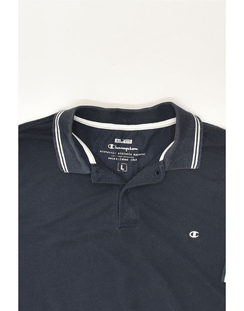 CHAMPION Mens Polo Shirt Large Navy Blue Cotton | Vintage Champion | Thrift | Second-Hand Champion | Used Clothing | Messina Hembry 