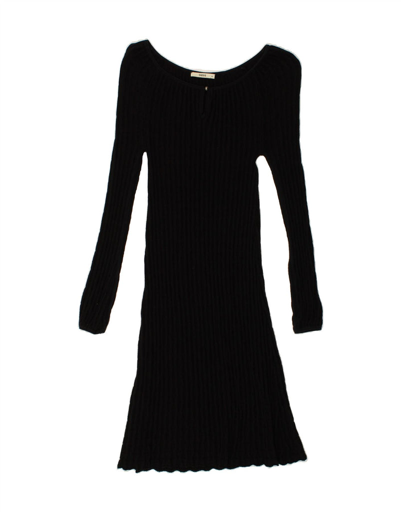 OASIS Womens Long Sleeve Jumper Dress UK 4 XS Black Viscose | Vintage Oasis | Thrift | Second-Hand Oasis | Used Clothing | Messina Hembry 