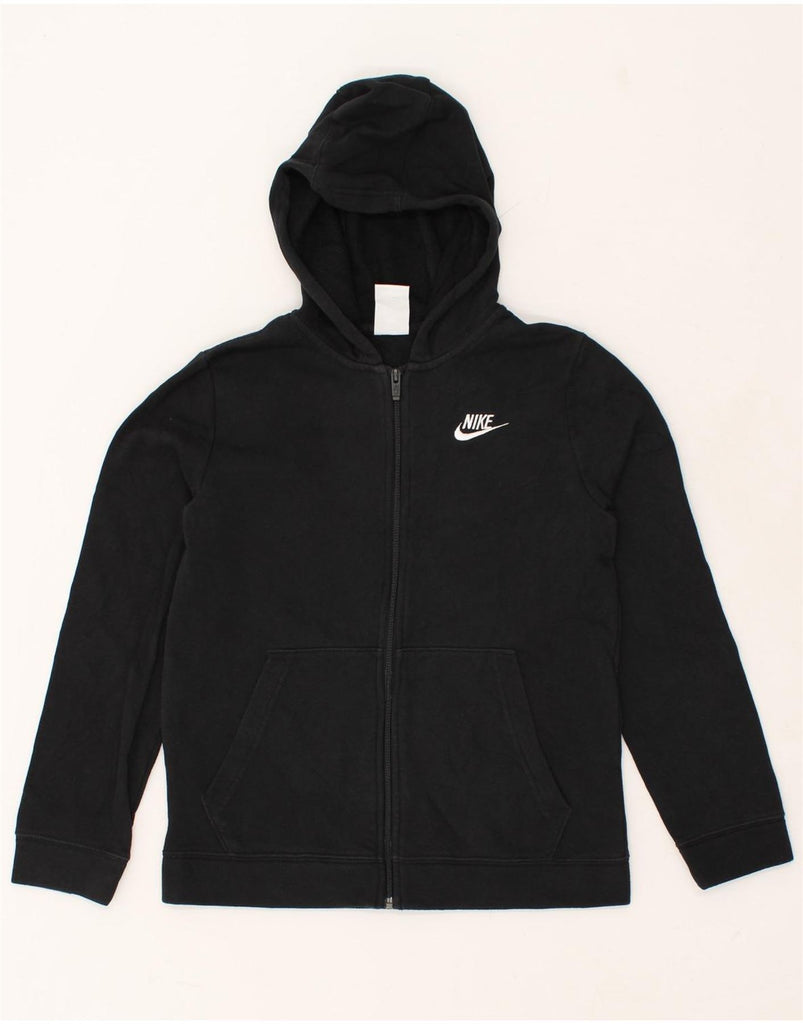 NIKE Boys Graphic Zip Hoodie Sweater 12-13 Years Large Black Cotton | Vintage Nike | Thrift | Second-Hand Nike | Used Clothing | Messina Hembry 