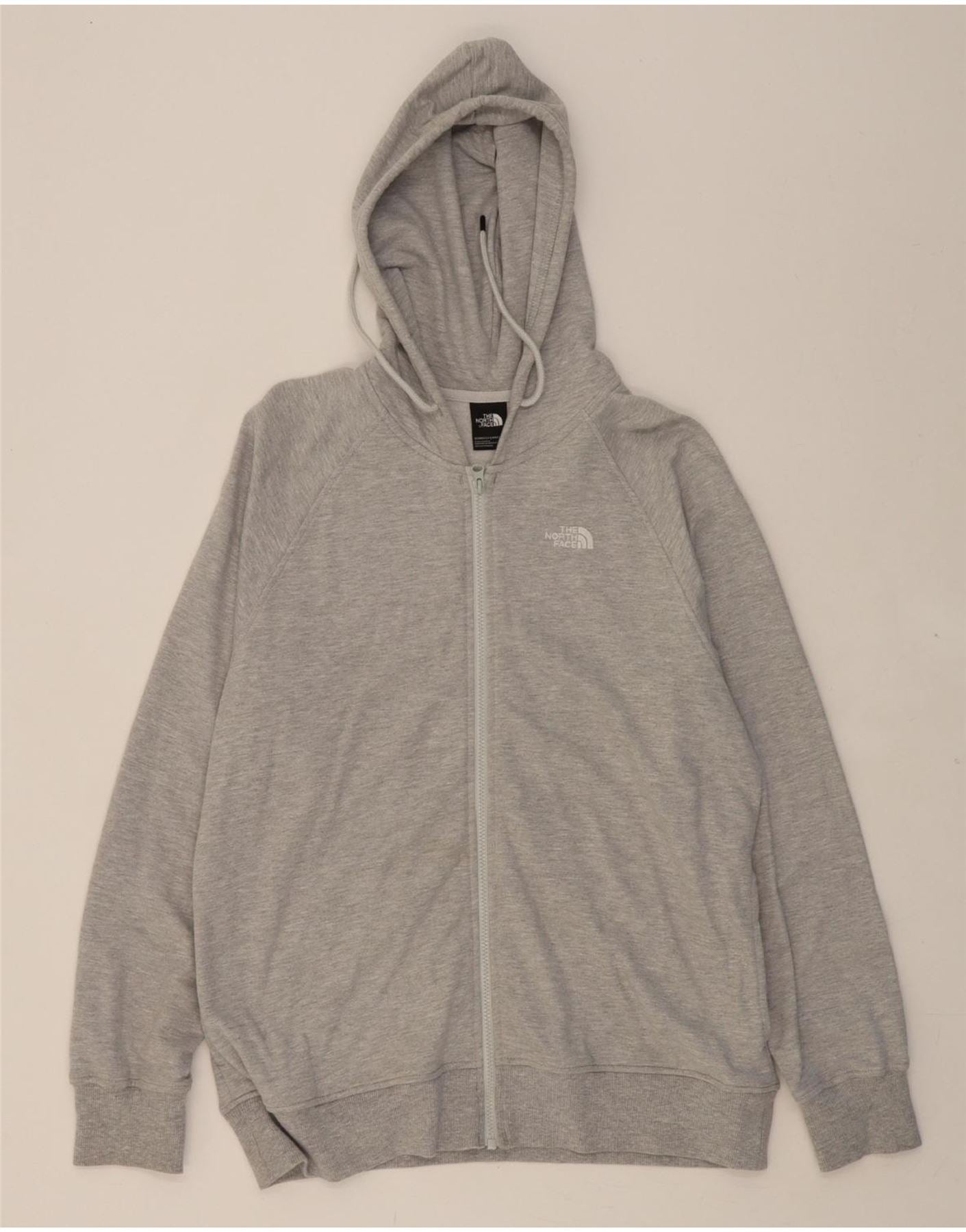 THE NORTH FACE Womens Zip Hoodie Sweater UK 16 Large Grey Cotton