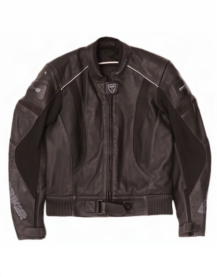 Probiker Womens Graphic Leather Racer Jacket UK 14 Large Black
