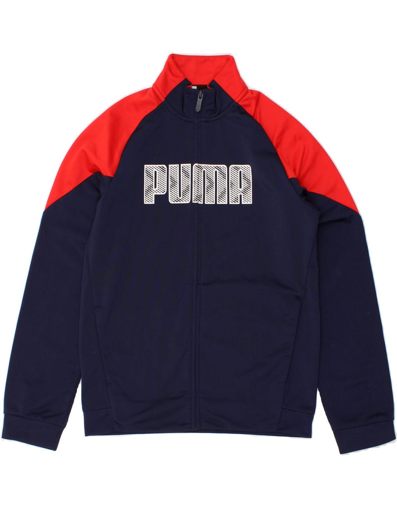 PUMA Boys Graphic Tracksuit Top Jacket 13-14 Years Large Navy Blue Vintage Puma and Second-Hand Puma from Messina Hembry 