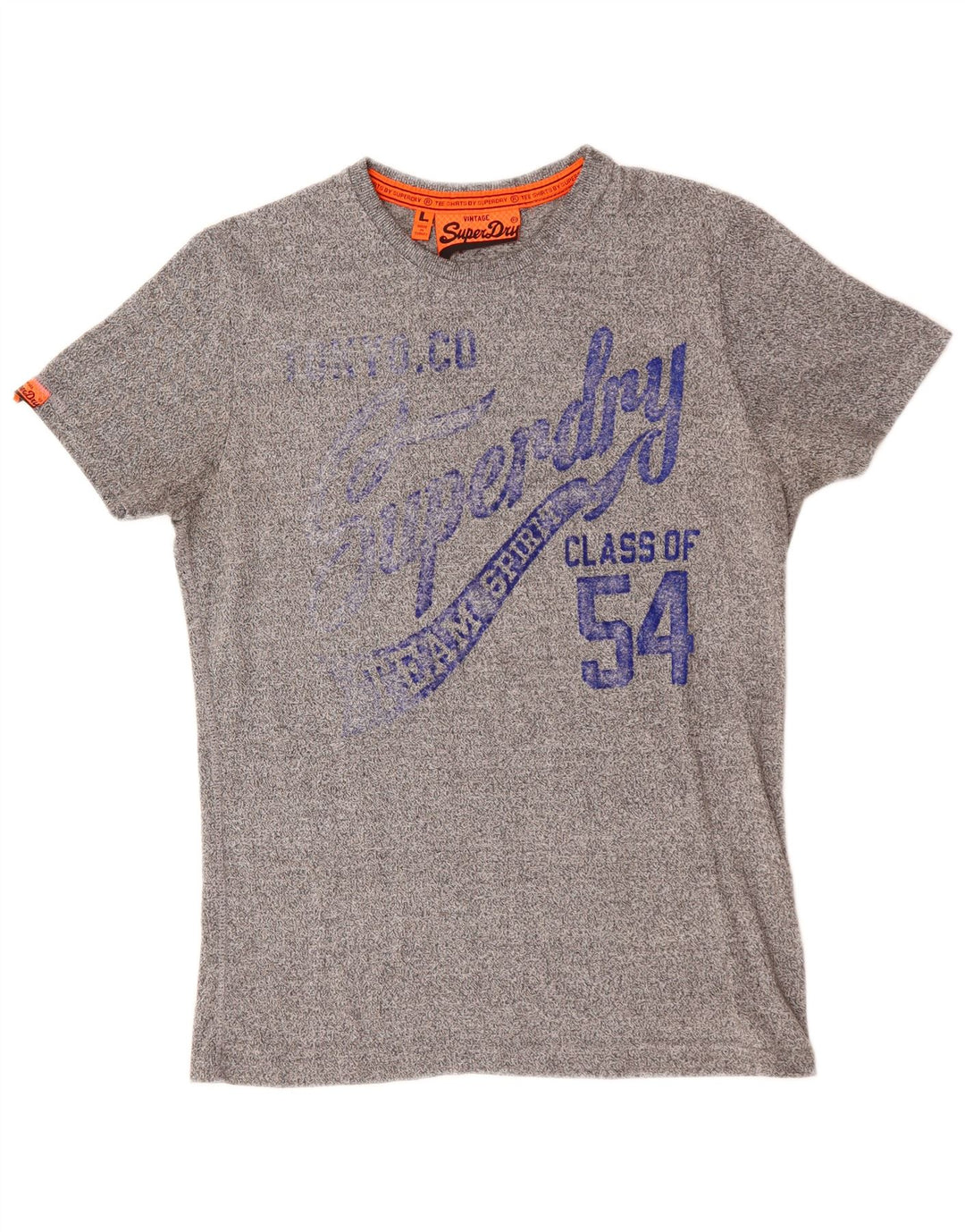 Superdry Mens Vintage Graphic T-Shirt Top Large Grey Flecked Cotton
