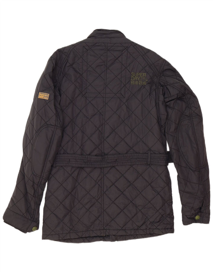 Superdry Mens Quilted Racer Jacket UK 42 XL Black Nylon