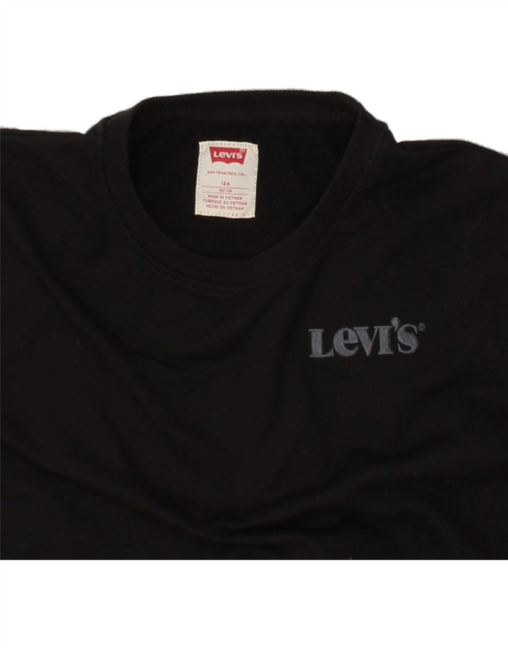 LEVI'S Girls Graphic Hoodie Jumper 11-12 Years Black Vintage Levi's and Second-Hand Levi's from Messina Hembry 
