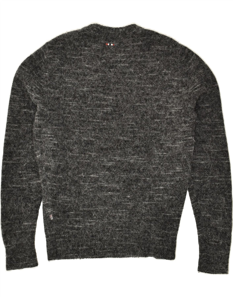 NAPAPIJRI Mens Crew Neck Jumper Sweater Medium Grey Pinstripe Wool | Vintage Napapijri | Thrift | Second-Hand Napapijri | Used Clothing | Messina Hembry 
