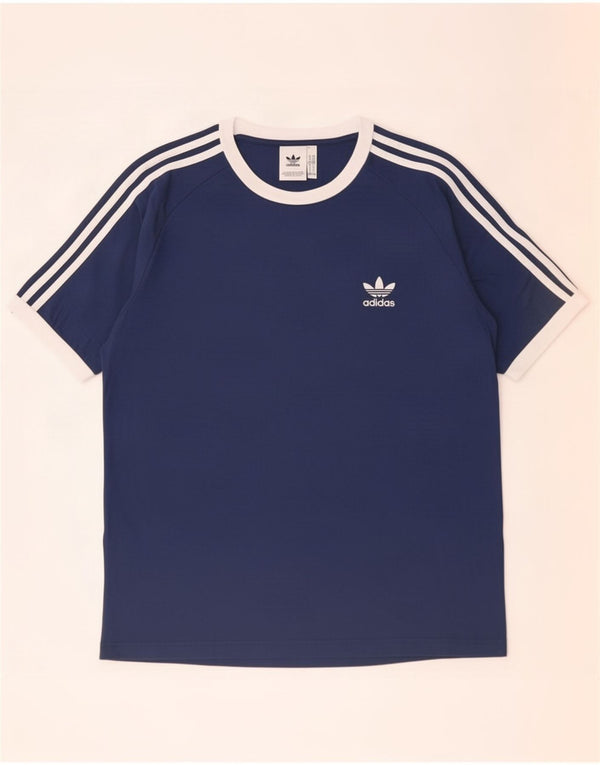 Adidas Mens T-Shirt Top XL Navy Blue Colourblock Cotton