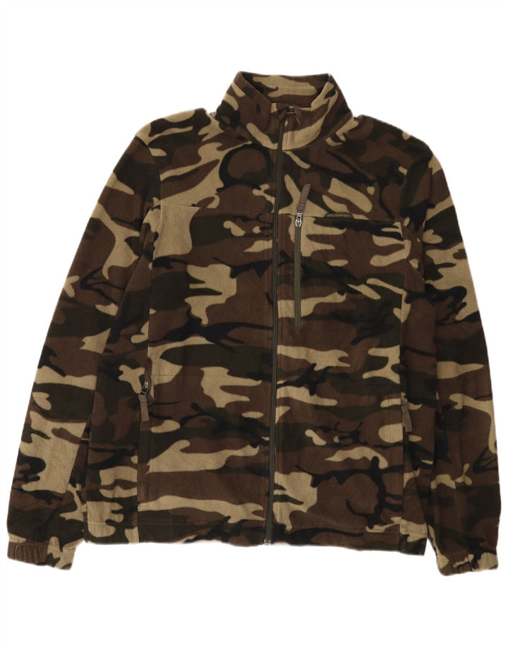 Decathlon Mens Fleece Jacket UK 40 Large Brown Camouflage Polyester