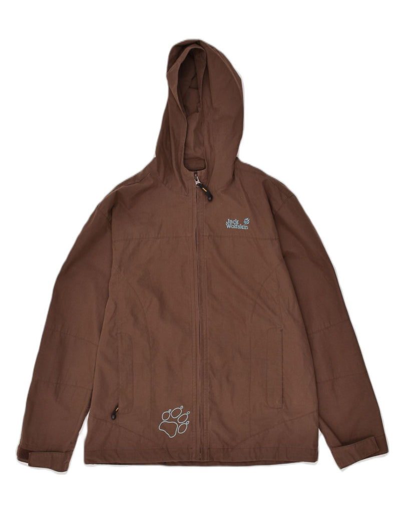 JACK WOLFSKIN Boys Hooded Rain Jacket 12-13 Years Brown Polyester | Vintage Jack Wolfskin | Thrift | Second-Hand Jack Wolfskin | Used Clothing | Messina Hembry 