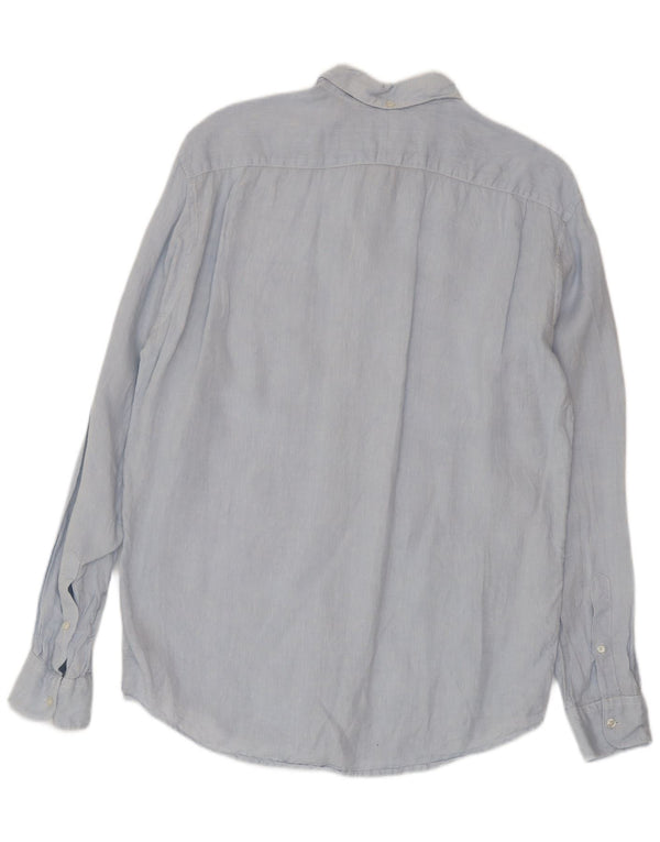 Lacoste Mens Regular Fit Shirt Size 40 Medium Blue Linen