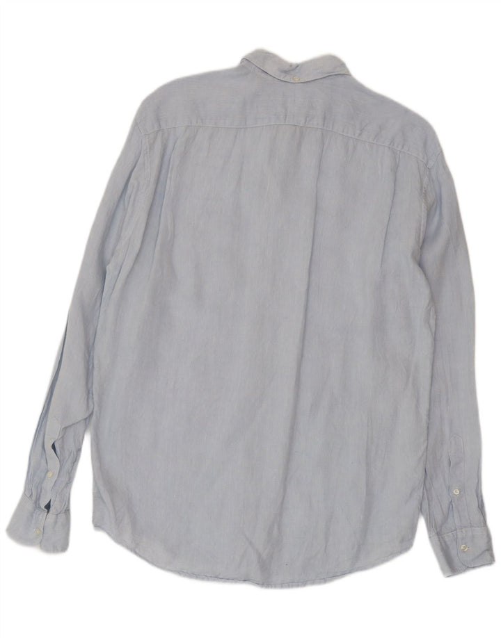 Lacoste Mens Regular Fit Shirt Size 40 Medium Blue Linen