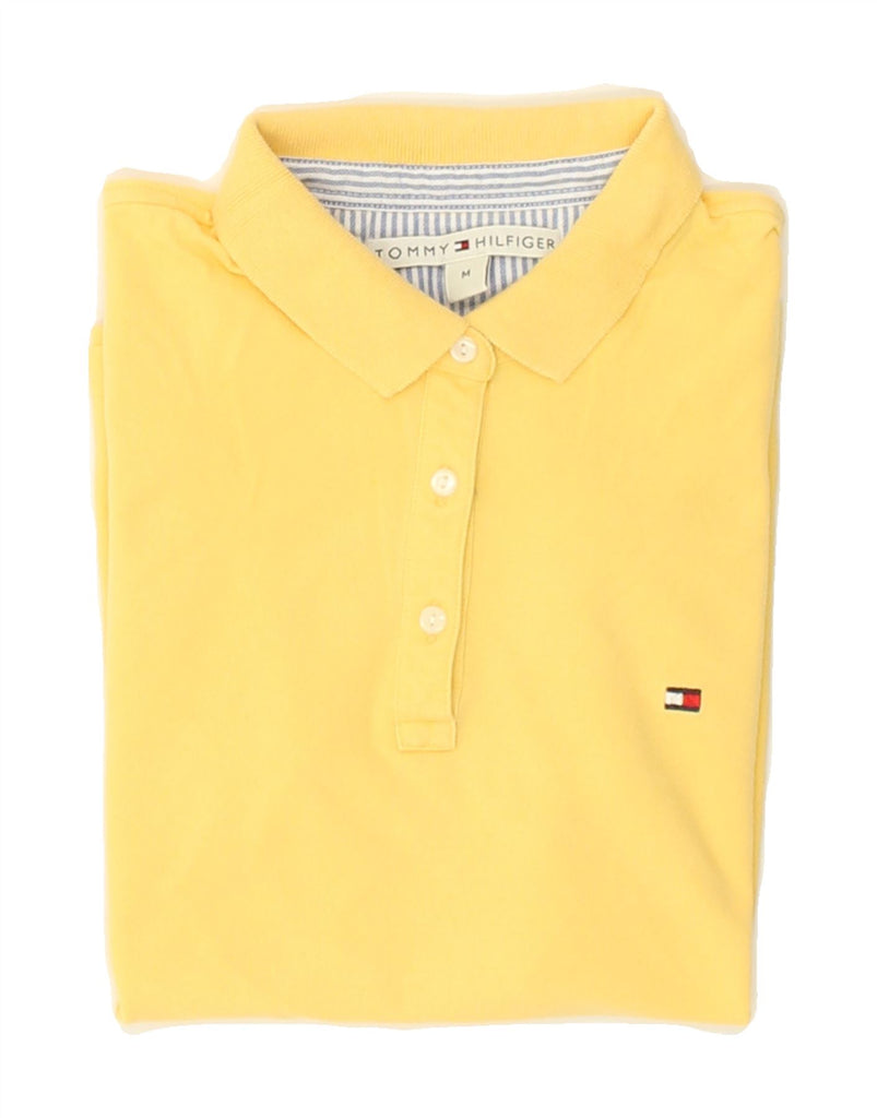 TOMMY HILFIGER Womens Polo Shirt UK 12 Medium Yellow Cotton | Vintage Tommy Hilfiger | Thrift | Second-Hand Tommy Hilfiger | Used Clothing | Messina Hembry 