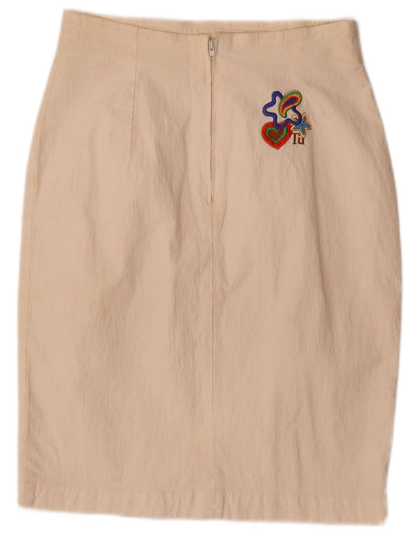 Nazareno Gabrielli Womens High Waist Pencil Skirt IT 46 Large W26 Off White