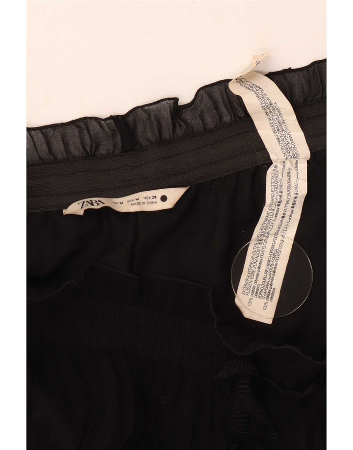 Zara Womens Cullotes High Waist Capri Trousers Medium W28 L20 Black