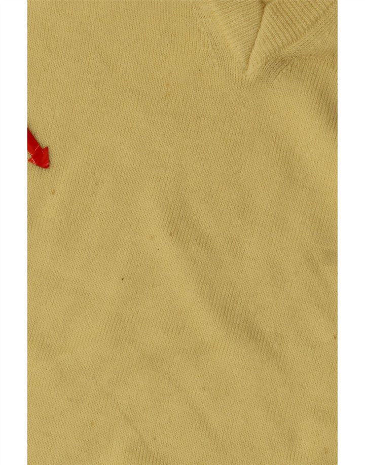 Erin Mens V-Neck Jumper Sweater Large Yellow Virgin Wool