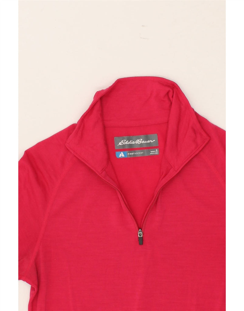 EDDIE BAUER Womens Zip Neck T-Shirt Top UK 10 Small Pink Cotton Vintage Eddie Bauer and Second-Hand Eddie Bauer from Messina Hembry 