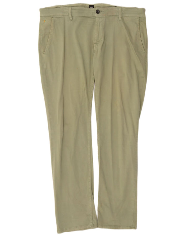 Hugo Boss Mens Slim Fit Chino Trousers W38 L32 Green Cotton